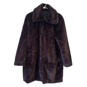 Luxurious Faux Fur Coat in Rich Merlot Burgundy Purple Large 💜